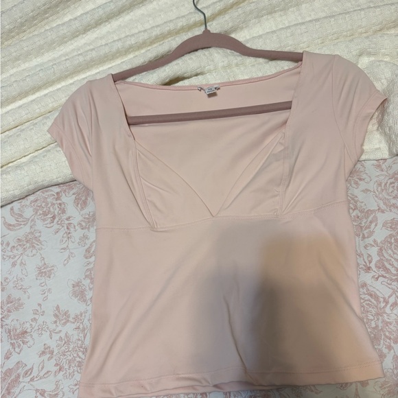 Garage Tops - Garage Light Blush Pink Scoop Neck Short Sleeve Top